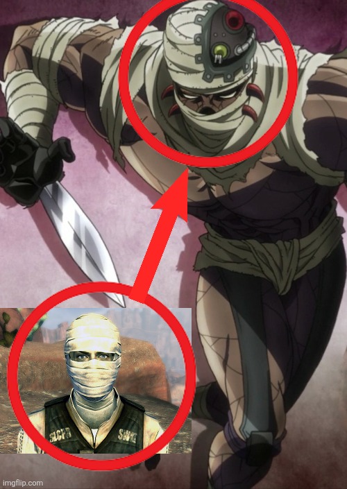 I have a theory pt 2 | image tagged in jojo's bizarre adventure hanged man,fallout new vegas,fallout,jojo's bizarre adventure | made w/ Imgflip meme maker
