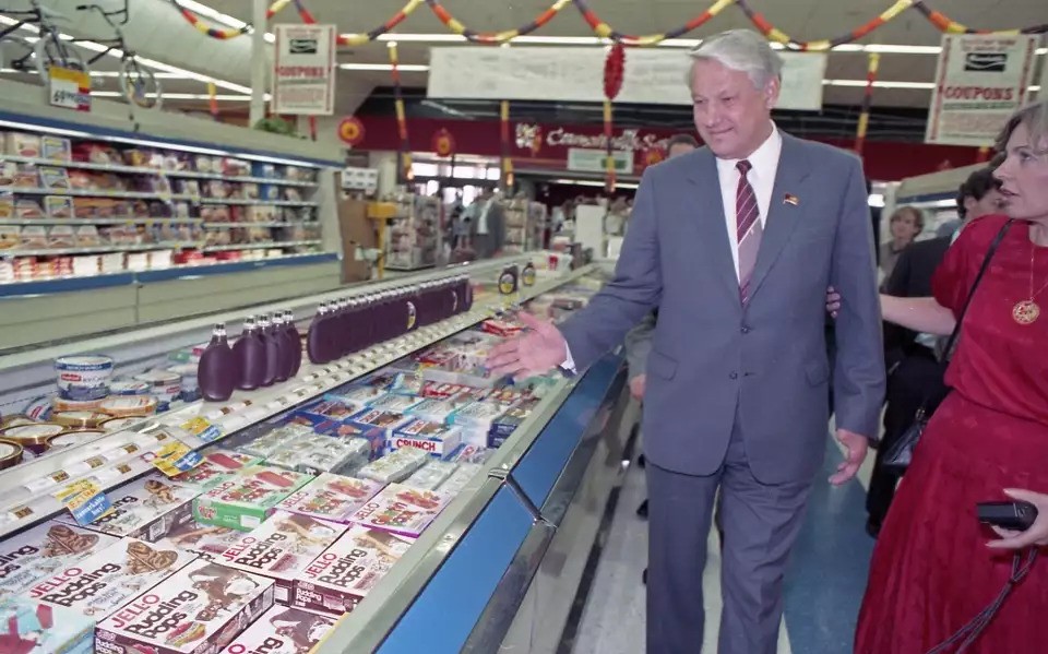 Yeltsin in supermarket Blank Meme Template