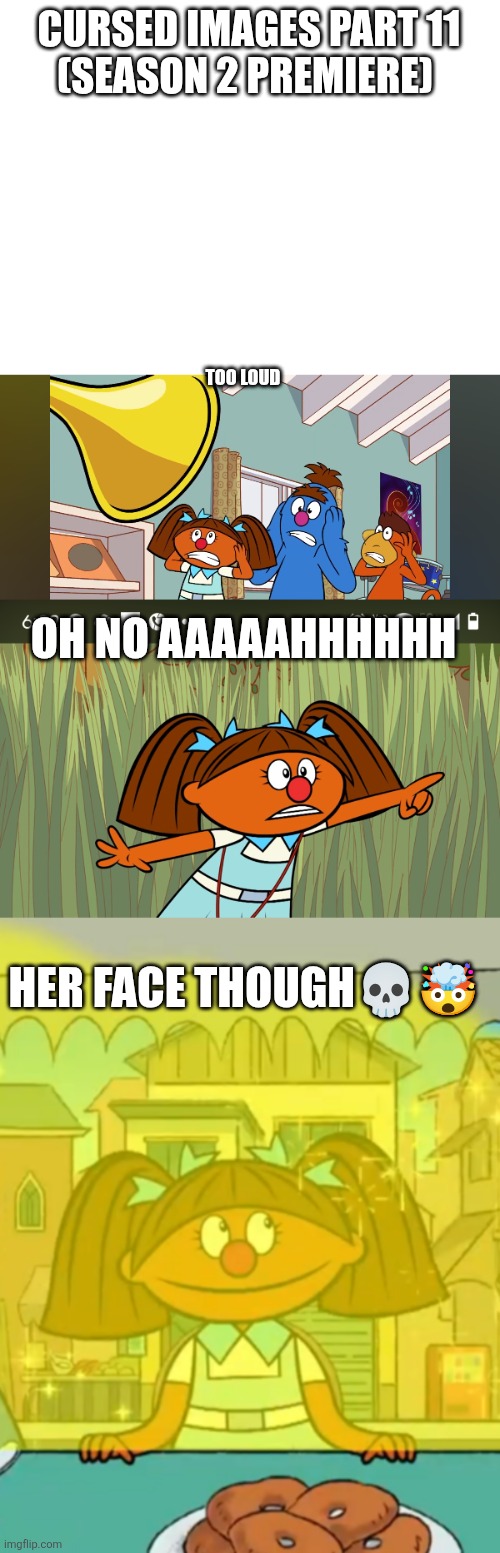 Cursed images part 11 | CURSED IMAGES PART 11
(SEASON 2 PREMIERE); TOO LOUD; OH NO AAAAAHHHHHH; HER FACE THOUGH💀🤯 | image tagged in cursed image,funny,sesame street,oh wow are you actually reading these tags | made w/ Imgflip meme maker