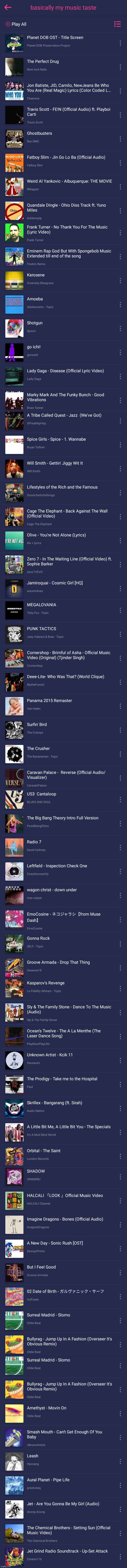 I made an example playlist to show y'all that the concept of a playlist with one genre was taken into the back alley and mugged | made w/ Imgflip meme maker