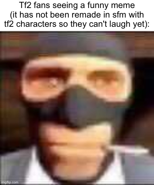 spi | Tf2 fans seeing a funny meme (it has not been remade in sfm with tf2 characters so they can't laugh yet): | image tagged in spi | made w/ Imgflip meme maker