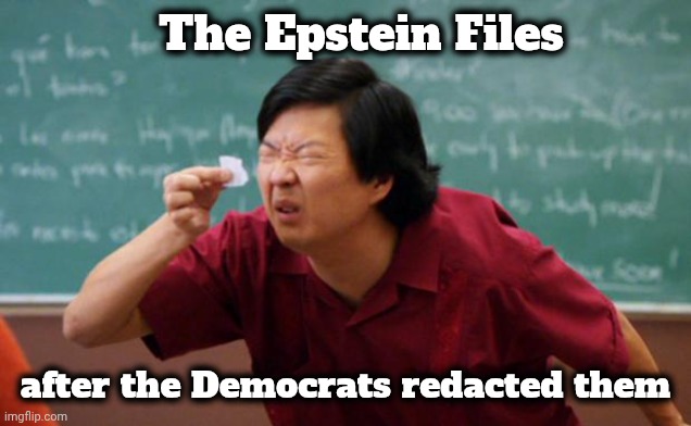 Tiny piece of paper | The Epstein Files after the Democrats redacted them | image tagged in tiny piece of paper | made w/ Imgflip meme maker