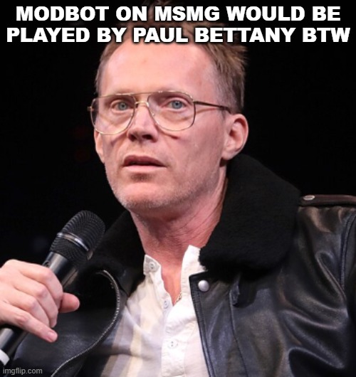 MODBOT ON MSMG WOULD BE PLAYED BY PAUL BETTANY BTW | made w/ Imgflip meme maker