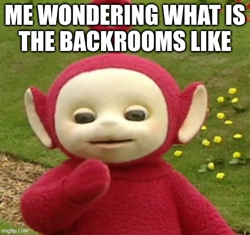 Teletubbies Po | ME WONDERING WHAT IS
THE BACKROOMS LIKE | image tagged in teletubbies po | made w/ Imgflip meme maker