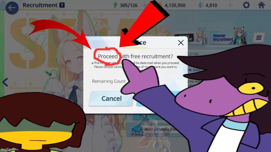 Proceed. (This is Blue Archive, btw) | image tagged in proceed,proceedeth,goshdarnit kris where the heck are we,i maybe hid goku,maybe not tho | made w/ Imgflip meme maker
