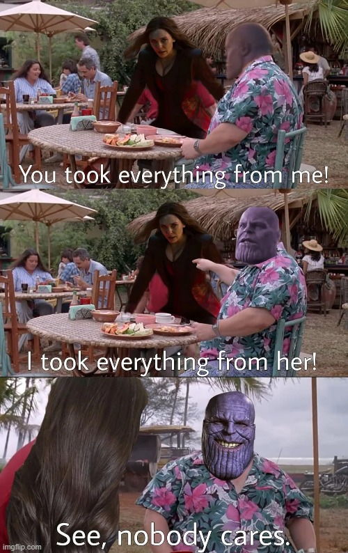Thanos and Wanda | image tagged in thanos,wandavision | made w/ Imgflip meme maker