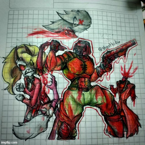 Doomguy against hazbin hotel | made w/ Imgflip meme maker