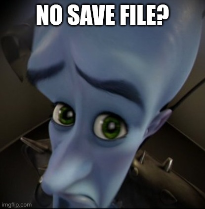 No Save File? | NO SAVE FILE? | image tagged in mega mind | made w/ Imgflip meme maker