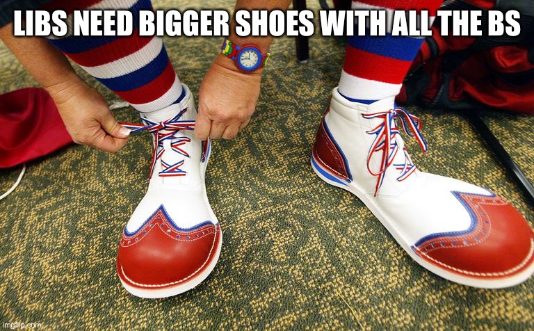 Clown shoes | LIBS NEED BIGGER SHOES WITH ALL THE BS | image tagged in clown shoes | made w/ Imgflip meme maker