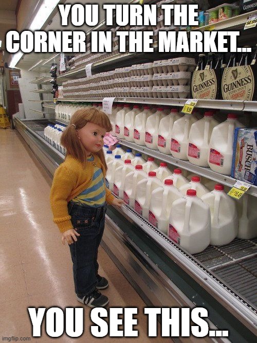 What Do You Do? | YOU TURN THE CORNER IN THE MARKET... YOU SEE THIS... | image tagged in cursed image | made w/ Imgflip meme maker