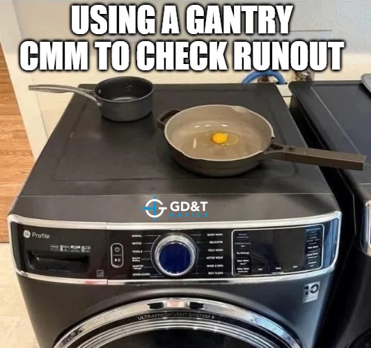 Just Because It Measures Doesn’t Mean It’s the Right Tool | USING A GANTRY CMM TO CHECK RUNOUT | image tagged in memes,engineer,engineering,manufacturing,machinist,inspection | made w/ Imgflip meme maker