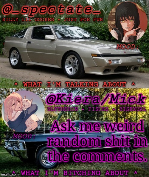 Bored | Ask me weird
random shit in
the comments. | image tagged in km spectate shared temp,ask me things,boredom,lets go,q and a | made w/ Imgflip meme maker
