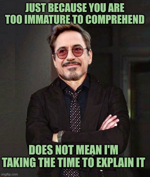 That Face You Make Smile | JUST BECAUSE YOU ARE TOO IMMATURE TO COMPREHEND; DOES NOT MEAN I'M TAKING THE TIME TO EXPLAIN IT | image tagged in that face you make smile,immature,imma head out,its not going to happen,you can't explain that | made w/ Imgflip meme maker