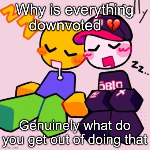 Gayass noob temp | Why is everything downvoted 💔; Genuinely what do you get out of doing that | image tagged in gayass noob temp | made w/ Imgflip meme maker