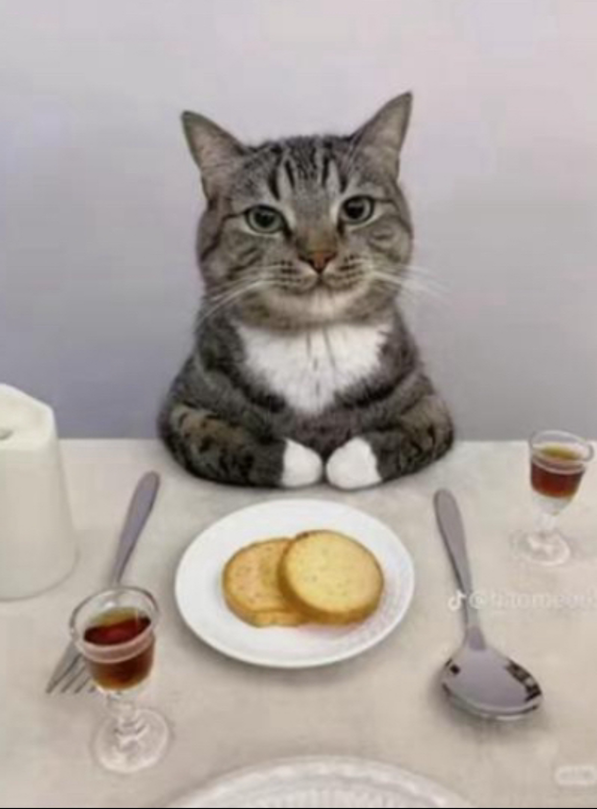 Cat with Breakfast Blank Meme Template