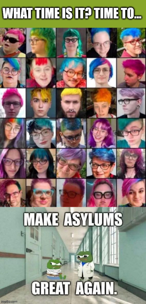 Make Asylums Great Again | WHAT TIME IS IT? TIME TO... | image tagged in tds is incurable | made w/ Imgflip meme maker