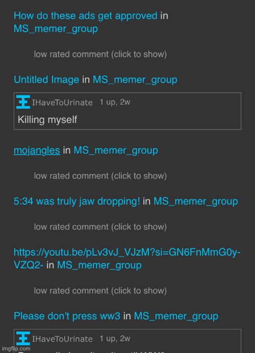They low-rated comments from two weeks ago ? | made w/ Imgflip meme maker