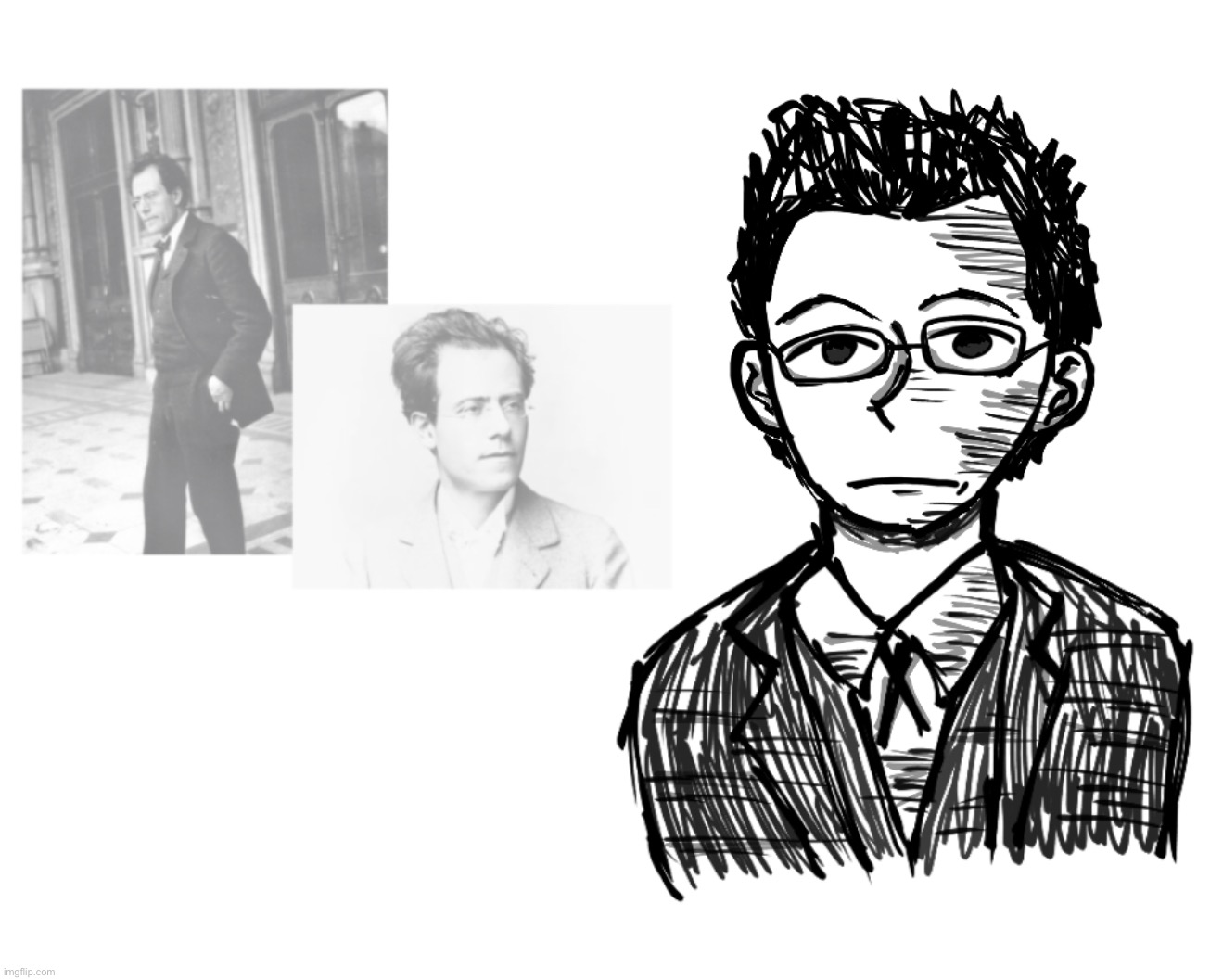 Tried drawing Mahler. Not too bad for a first attempt. | image tagged in gustav mahler,drawing,classical music,composers | made w/ Imgflip meme maker