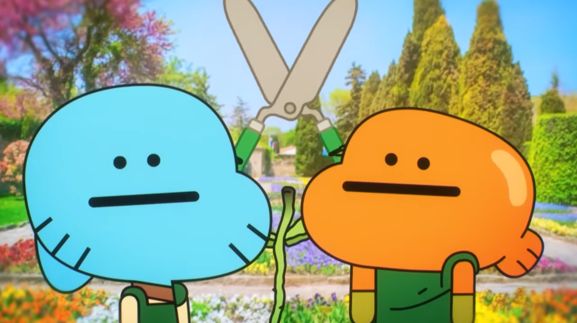 Gumball Leslie with scissors Blank Meme Template
