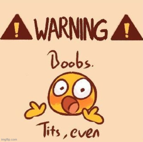 WARNING BOOBS | image tagged in warning boobs | made w/ Imgflip meme maker