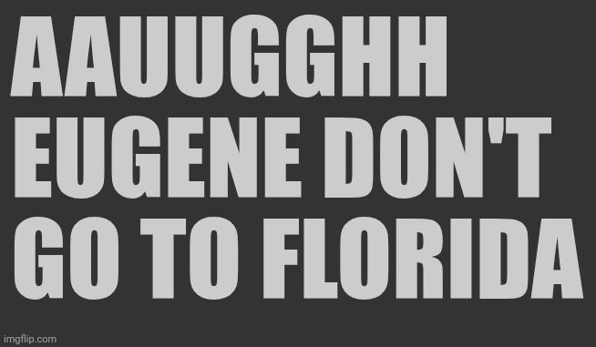 AAUUGGHH EUGENE DON'T GO TO FLORIDA | made w/ Imgflip meme maker