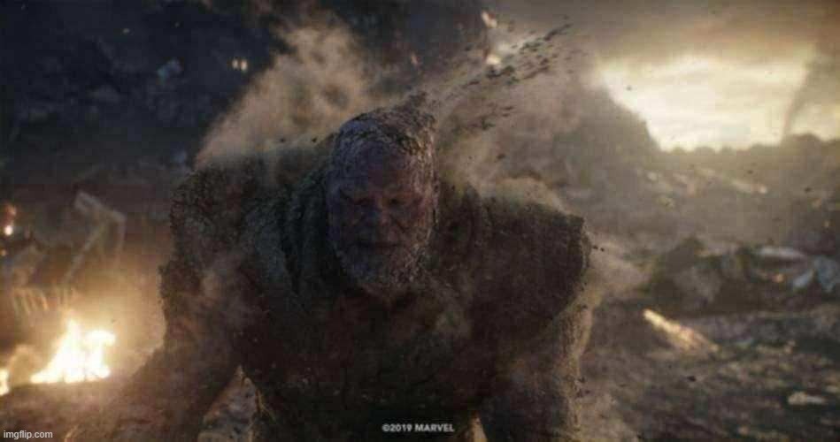 image tagged in thanos turns to dust | made w/ Imgflip meme maker