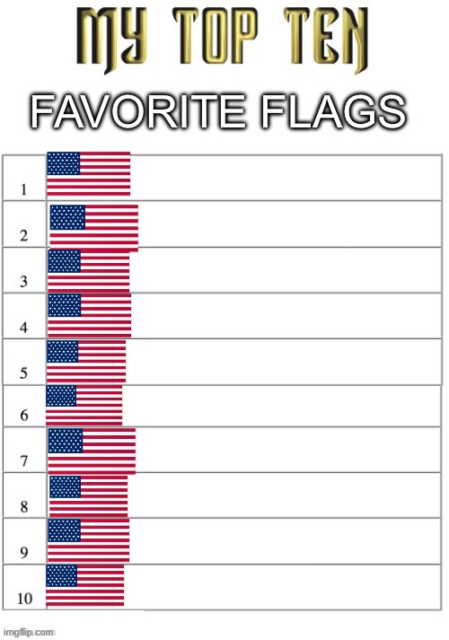???? | FAVORITE FLAGS | image tagged in top ten list better | made w/ Imgflip meme maker