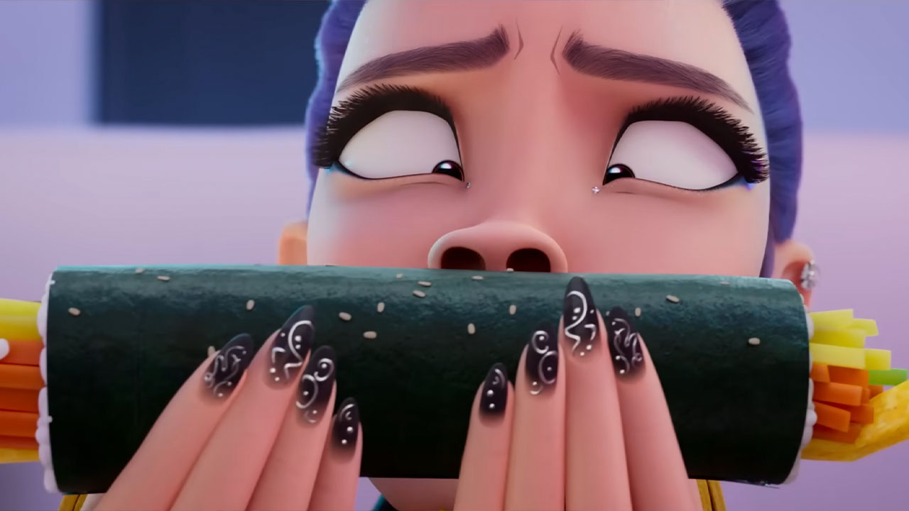 High Quality Rumi Sniffing Kimbap (K-Pop Demon Hunters) Blank Meme Template