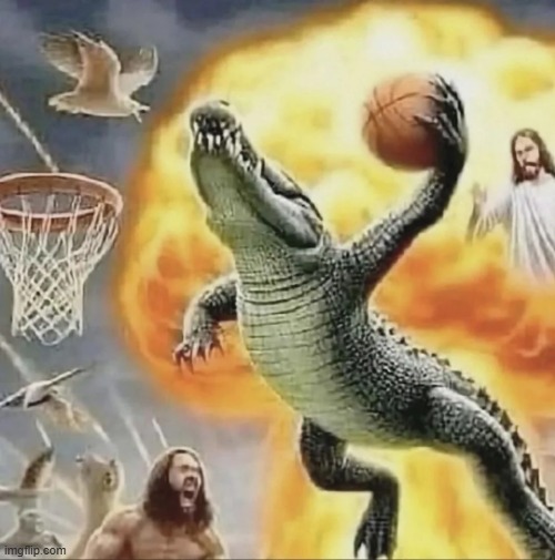 sick fucking image of cool ass crocodile balling with a fucking explosion behind him | made w/ Imgflip meme maker