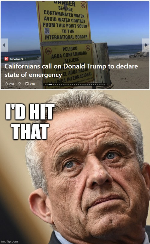 The rule once was "Don't get any on ya." | I'D HIT
THAT | image tagged in rfk jr,sewage,fetish | made w/ Imgflip meme maker