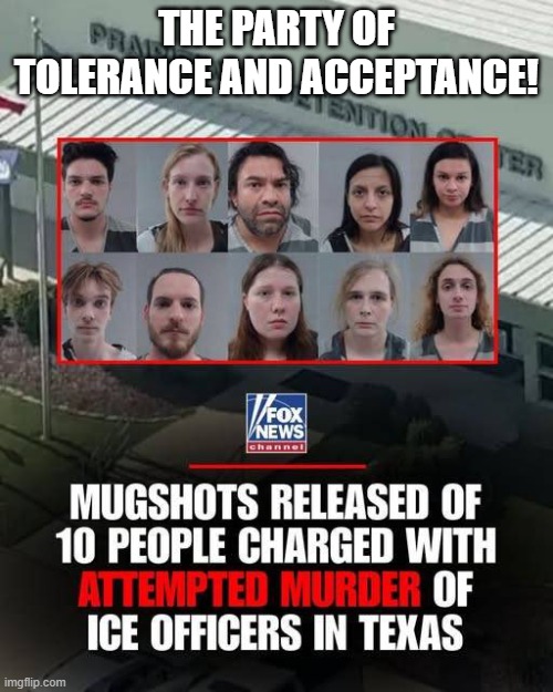 The party of tolerance and acceptance! | THE PARTY OF TOLERANCE AND ACCEPTANCE! | image tagged in democrats,transgender,transphobic,ice | made w/ Imgflip meme maker