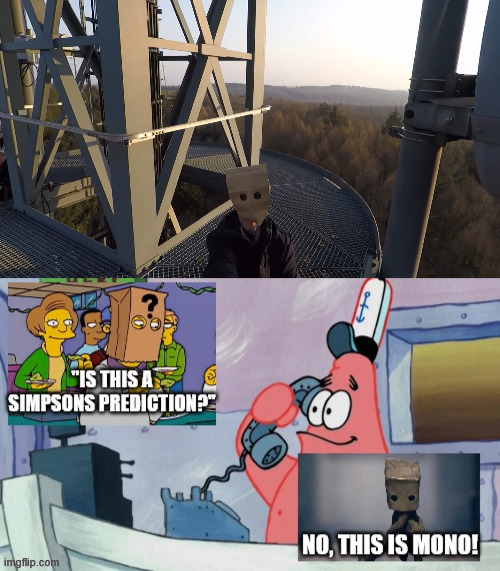 Mono from little Nightmares 2 | image tagged in mono,lattice climbing,spongebob,the simpsons,patrick,prediction | made w/ Imgflip meme maker