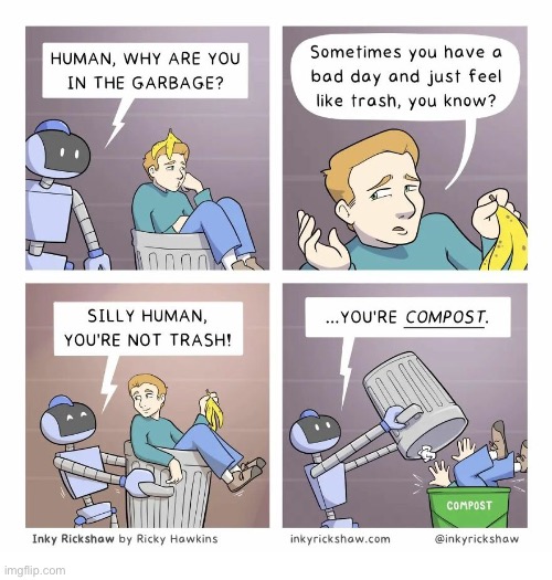 Inky Rickshaw | image tagged in comics,inky rickshaw,robot,compost | made w/ Imgflip meme maker
