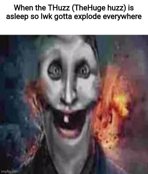 jonkler dumb | When the THuzz (TheHuge huzz) is asleep so lwk gotta explode everywhere | image tagged in jonkler dumb | made w/ Imgflip meme maker