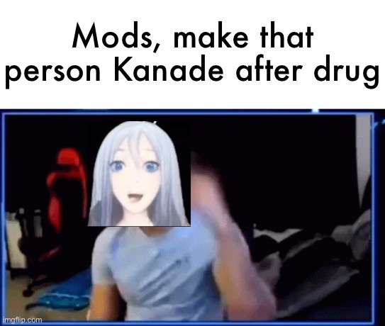 Mods ban him | Mods, make that person Kanade after drug | image tagged in mods ban him | made w/ Imgflip meme maker