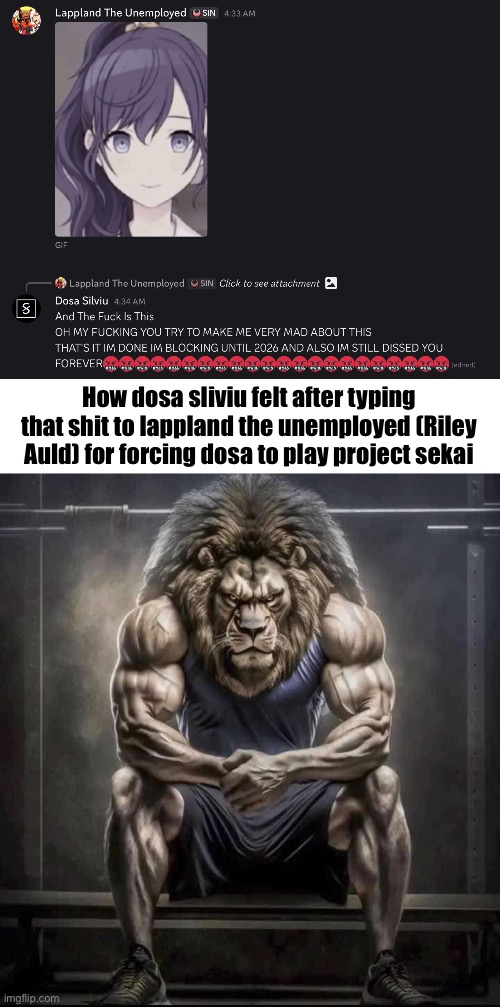 also yes he still not coming to imgflip, anyway here my discord account if y’all wanna add me “ado_world” | How dosa sliviu felt after typing that shit to lappland the unemployed (Riley Auld) for forcing dosa to play project sekai | image tagged in how bro felt after saying that,discord chat,discord | made w/ Imgflip meme maker