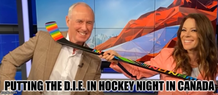 Ron MacLean meme | PUTTING THE D.I.E. IN HOCKEY NIGHT IN CANADA | image tagged in memes,woke,politics,canada,ice hockey,sports | made w/ Imgflip meme maker