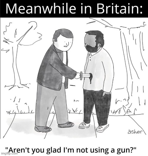 Libs just can't see things straight... | image tagged in liberalism,britain,guns,knives,iq,thinking | made w/ Imgflip meme maker