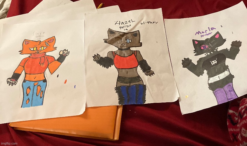 Some drawings of my ocs with color :3 | made w/ Imgflip meme maker