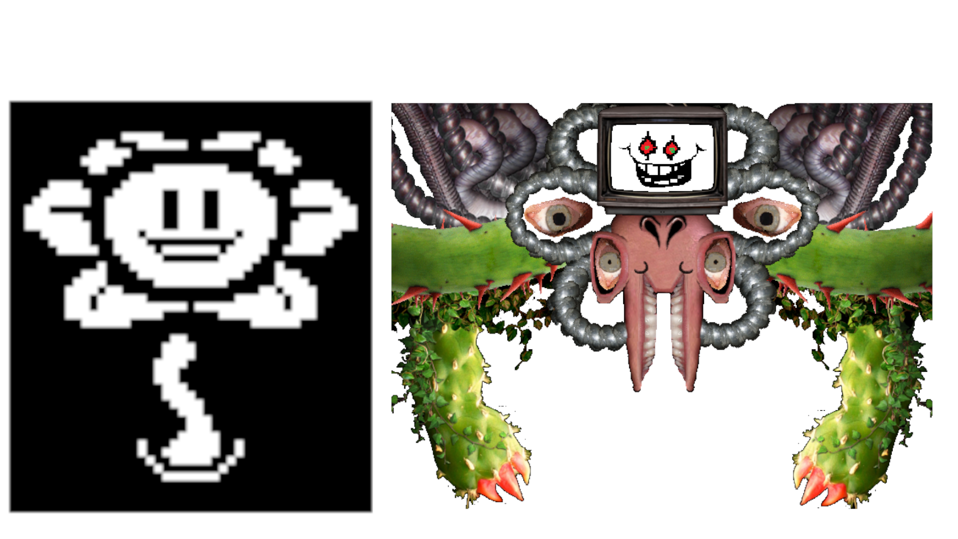 Flowey Omega Flowey Comparison Blank Meme Template