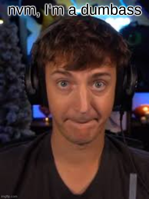 ninja biting lip | nvm, I'm a dumbass | image tagged in ninja biting lip | made w/ Imgflip meme maker
