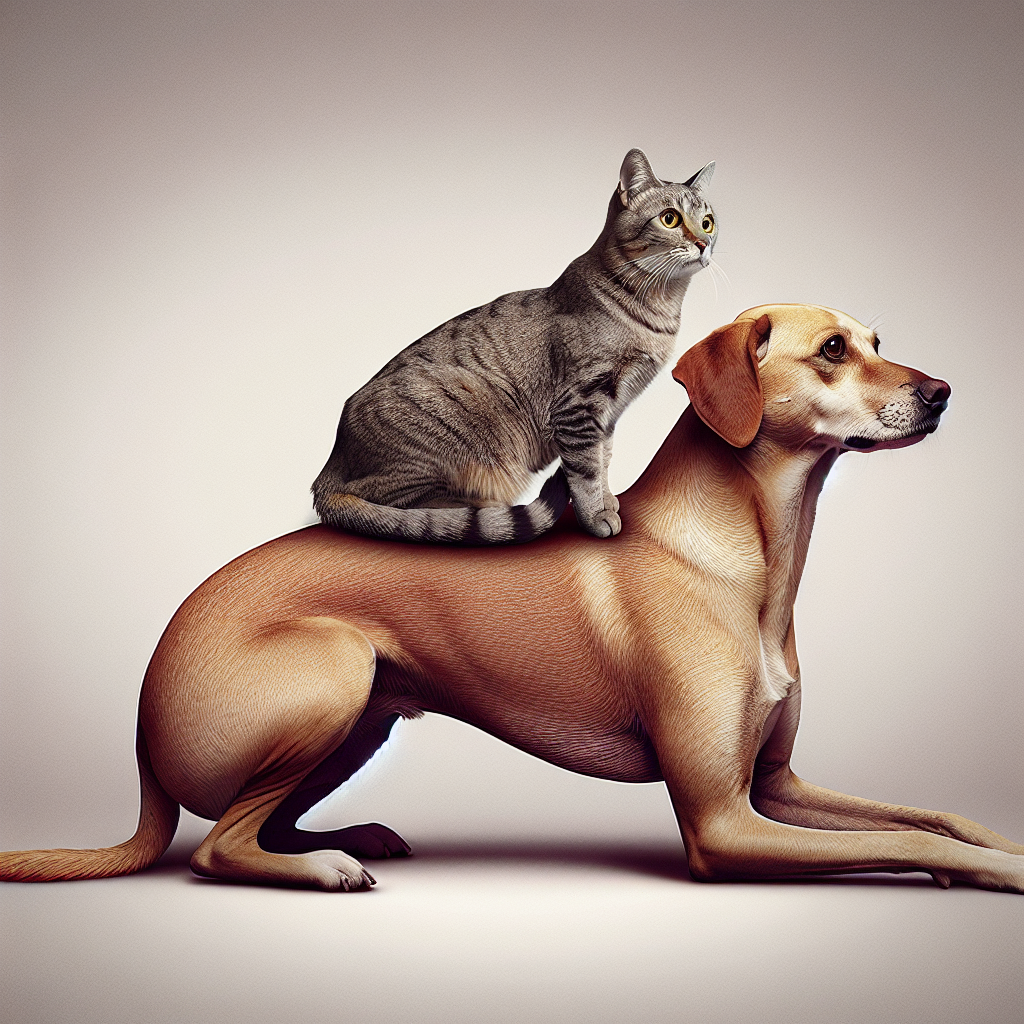 a cat on a dog lol Blank Meme Template