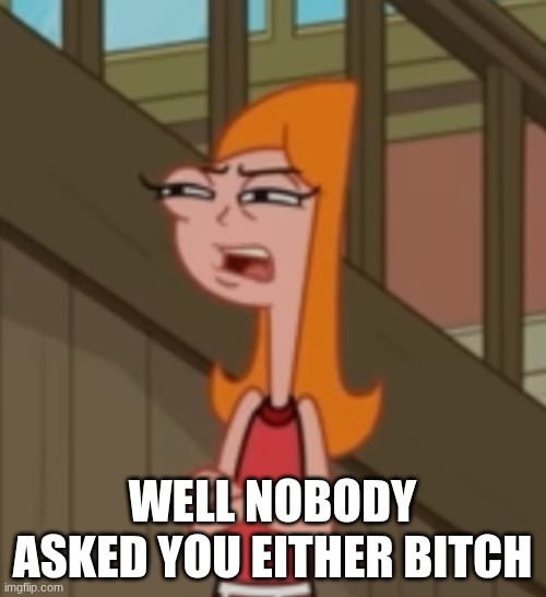 Candace squinty eyes | WELL NOBODY ASKED YOU EITHER BITCH | image tagged in candace squinty eyes | made w/ Imgflip meme maker