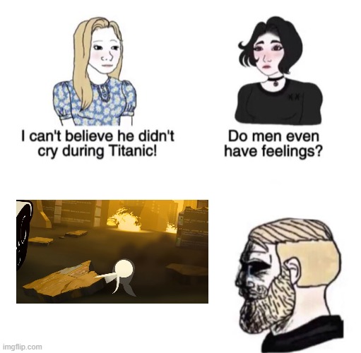Poor Mitsi ಥ_ಥ | image tagged in chad crying | made w/ Imgflip meme maker