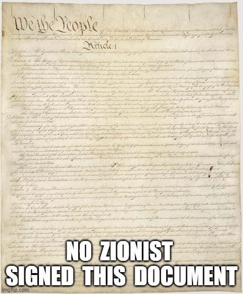 Did Not | NO  ZIONIST  SIGNED  THIS  DOCUMENT | image tagged in constitution | made w/ Imgflip meme maker