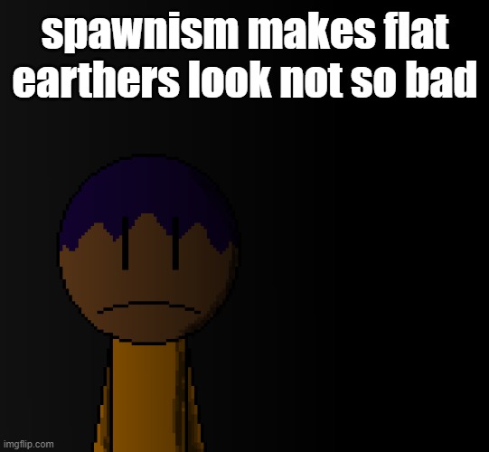 brother | spawnism makes flat earthers look not so bad | image tagged in brother | made w/ Imgflip meme maker