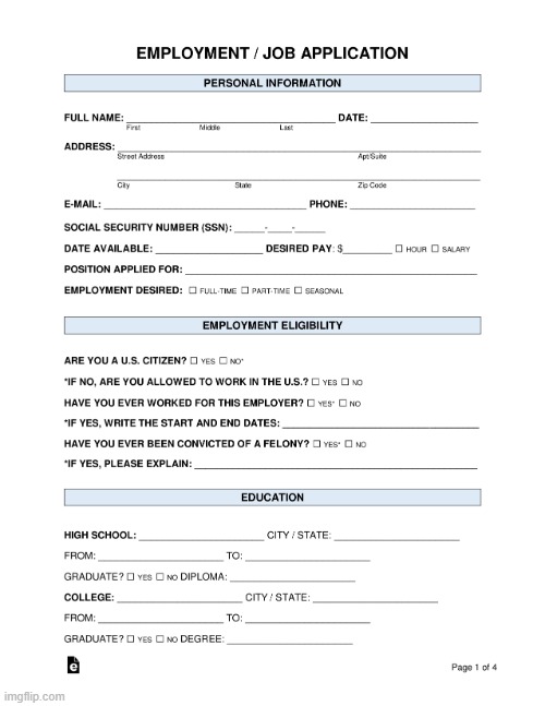 Try to not get scared | image tagged in job application | made w/ Imgflip meme maker