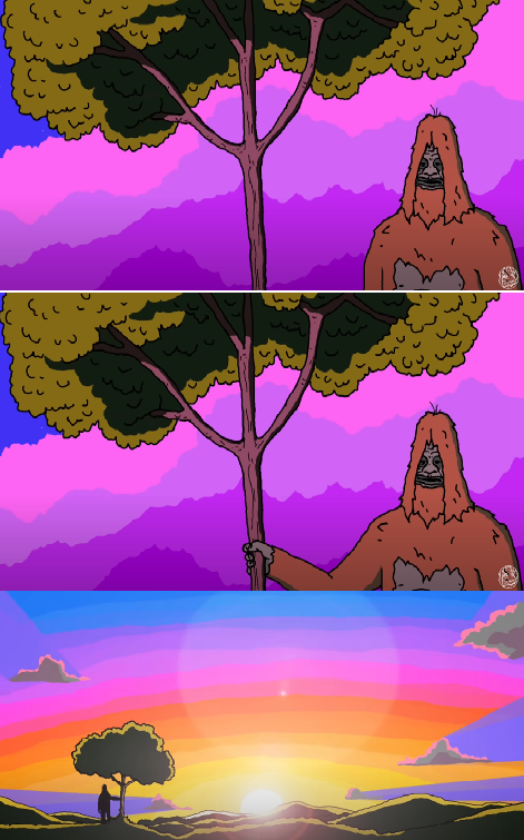Sassy the Sasquatch Sunset Blank Meme Template