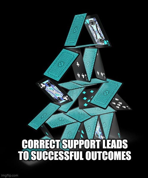 Correct support leads to successful outcomes | CORRECT SUPPORT LEADS TO SUCCESSFUL OUTCOMES | image tagged in success,support,autism,management | made w/ Imgflip meme maker