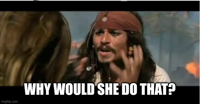 Why Is The Rum Gone Meme | WHY WOULD SHE DO THAT? | image tagged in memes,why is the rum gone | made w/ Imgflip meme maker